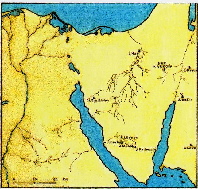 ubicazioni proposte per 
il monte sinai